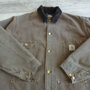 Carhartt Blanket Lined Chore Coat Jacket Large Brown Workwear Barn CO2 Detroit